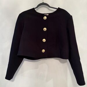 H&M Black Cropped Jacket with Gold Buttons XL